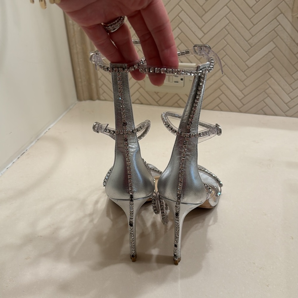 Stuart Weitzman heels size 8 38 silver diamonds nudistglam 100 gladiator sandal - Picture 6 of 11